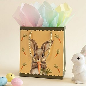 Sacola de Papel Premium de Páscoa - Rústico Verde - 15,5x14,5x7cm - 1 unidade - FlorArte - Rizzo