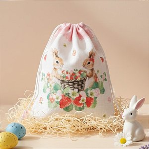 Saco de Algodão de Páscoa - Morango Rosa - 22x18cm - 1 unidade - FlorArte - Rizzo