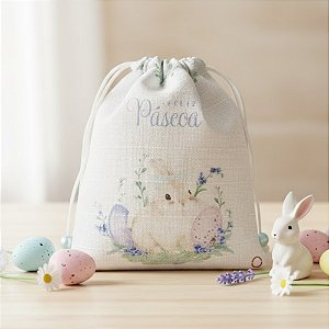 Saco de Algodão de Páscoa - Provencial Azul - 14x12cm - 1 unidade - FlorArte - Rizzo