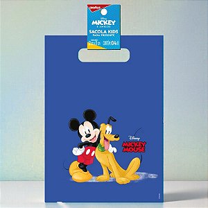 Sacola de Plástico - Mickey Mouse Azul - 30x45cm - Disney Original - 4 unidades - Cromus - Rizzo