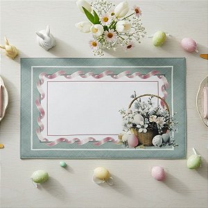 Jogo Americano de Páscoa - Cesta de Ovos - Tiffany e Rosa - 44,5x38,5cm - 2 unidades - Rizzo