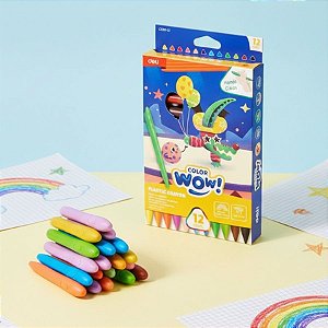 Giz de Cera Colorido Redondo de Plástico - 12 unidades - Deli - Rizzo