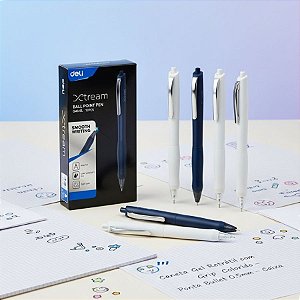 Caneta Esferográfica Retrátil com Grip e Clipe de Metal Xtream - Sortido - Ponta Mini 0,7mm Azul - Caixa - 12 unidades -