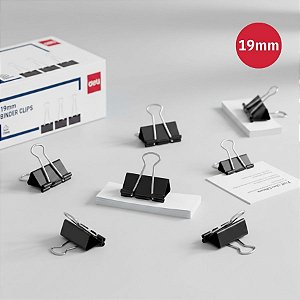 Prendedor de Papel Effortless - Suporta 75 Folhas - 19mm - Caixa - 144 unidades - Deli - Rizzo