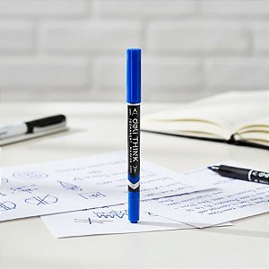 Marcador Permanente Duas Pontas - 0,5mm e 1mm Azul - Caixa - 12 unidades - Deli - Rizzo