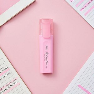 Marca Texto Tons Pastéis - Macaron - Rosa - Ponta Cinzel 1,0-5,0mm - Caixa - 10 unidades - Deli - Rizzo