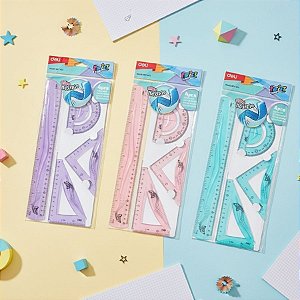 Conjunto para Desenho 1º Grau - Flexível - Sortido - 30cm - 1 unidade - Deli - Rizzo