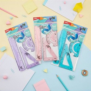 Conjunto para Desenho 1º Grau - Flexível - Sortido - 20cm - 1 unidade - Deli - Rizzo
