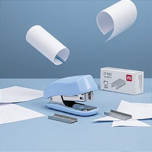 Mini Grampeador com Extrator de Grampos - Suporta até 12 Folhas - Azul - 6x4cm - 1 unidade - Deli - Rizzo