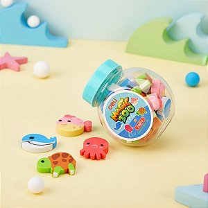 Pote com Mini Borrachas Divertidas de Animais Marinhos - 5x5x5cm - Caixa - 4 unidades - Deli - Rizzo