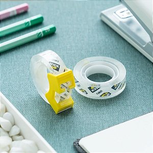 Kit com Duas Fitas Transparente e Um Cortador - 12mmx18,3M - 1 unidade - Deli - Rizzo
