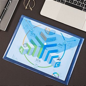 Pasta Documentos com Fecho de Botão A4 - Azul - 21x29,7cm - Pacote - 12 unidades - Deli - Rizzo