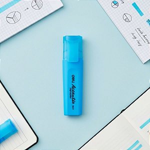 Marca Texto Delight Fluorescente - Ponta Cinzel 1,0-5,0mm - Azul - Caixa - 10 unidades - Deli - Rizzo