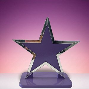 Display de Mesa em MDF - Estrela Lilas com Borda Espelhada -16x16cm - 1 unidade - Rizzo