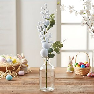 Galho Decorativo de Páscoa - Ovos Azuis - 60cm - 1 unidade - Cromus - Rizzo