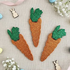 Aplique Decorativo de Páscoa - Cenouras com Glitter - 7,5cm - 5 unidades - Piffer - Rizzo