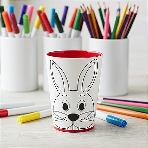 Copo para Colorir Color Cup Coelho de Páscoa com Giz de Cera para Colorir 24g  - Rizzo