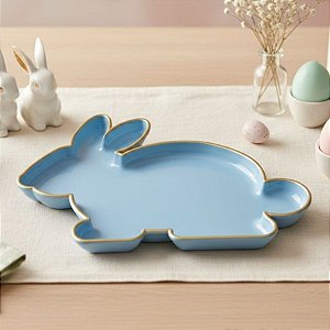 Bandeja Decorativa de Páscoa - Coelho Azul Bebê - 24cm  - 1 unidade - Só Boleiras - Rizzo