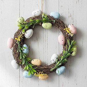 Enfeite Decorativo de Páscoa - Guirlanda de Ovos Coloridos - 21x21cm - 1 unidade - Rizzo