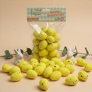 Ovinhos de Páscoa Decorativos Amarelo com Manchinhas - 3cm  - 25 unidades - Rizzo