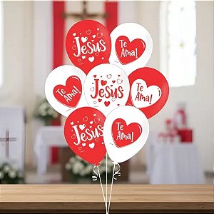 Balão de Festa Redondo Decorado 8" 20cm - Jesus Sortido - 20 unidades - Piffer - Rizzo