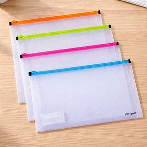 Pasta Zip Transparente - Sortido - A4 21x29,7cm - 1 unidade - Deli - Rizzo