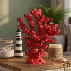 Enfeite Decorativo de Resina - Coral - Vermelho - 17,5x13,5cm - 1 unidade - Rizzo