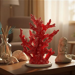 Enfeite Decorativo de Resina - Coral - Vermelho - 23x18cm - 1 unidade - Rizzo