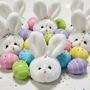 Enfeite Decorativo de Páscoa - Coelhinho Branco - 4x6cm - 5 unidades - Rizzo