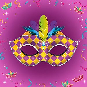 Painel Decorativo de Carnaval - Máscara Amarela e Roxa - 46x62cm - 1 unidade - Regina - Rizzo