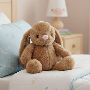 Coelho de Pelúcia Marrom - Orelhas Xadrez - 12x31x10cm - 1 unidade - Rizzo - Rizzo