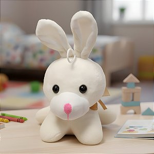 Cachorro de Pelúcia com Laço - Branco - 16x21x20cm - 1 unidade - Rizzo - Rizzo