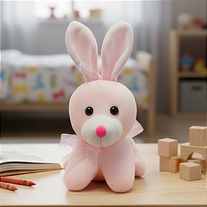 Cachorro de Pelúcia com Laço - Rosa - 16x21x20cm - 1 unidade - Rizzo - Rizzo