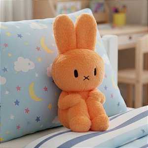 Coelho de Pelúcia Surpreso - Laranja - 11x22x13cm - 1 unidade - Rizzo - Rizzo