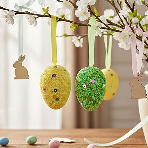 Mini Ovos de Páscoa - Verde e Amarelo - 5,5cm - 2 unidades - Rizzo