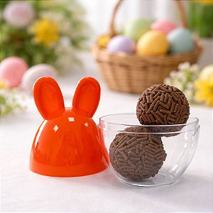 Potinho De Páscoa Com Orelha De Coelho - Laranja - 9x5,5cm - 10 unidades - Rizzo