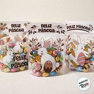 Saquinho Decorado de Páscoa com Zip - Estampas Sortidas - 13,5cmx12xcm - 10 unidades - Rizzo