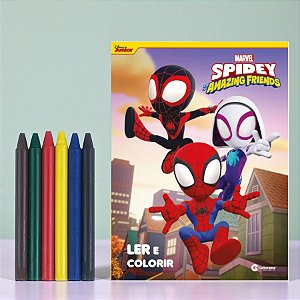 Kit para Colorir Livro e Giz - Spidey e Seus Amigos - 1 unidade - Rizzo
