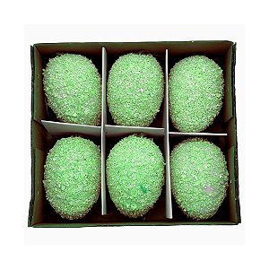 Ovinhos de Páscoa Decorativos para Pendurar - Verde Granulado - 6cm - 6 unidades - Rizzo