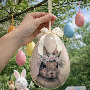 Ovo Decorativo de Páscoa para Pendurar - Branco - 20cm  - 1 unidade - Rizzo