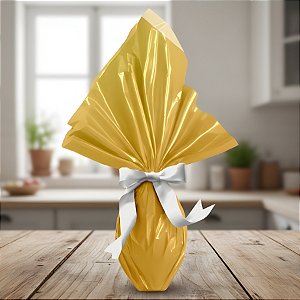 Folha para Ovos de Páscoa Dupla Face Perolada - 69x69cm - Marfim/Ouro - 5 unidades - Rizzo