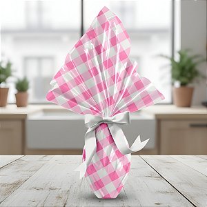 Papel Seda - 50x70cm - Xadrez Rosa - 50 unidades - Rizzo