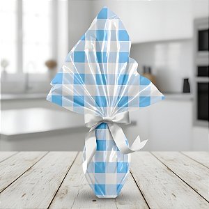 Papel Seda - 50x70cm - Xadrez Azul Claro - 50 unidades - Rizzo