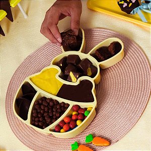 Petisqueira de Páscoa em Acrílico - Foundue Box - Coelho - Amarelo Candy - 30cm - 1 unidade - BlueStar - Rizzo