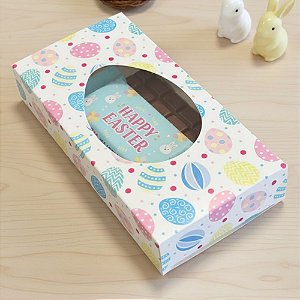 Caixa Para Tablete de Chocolate - Páscoa Ovinhos Coloridos - 16x8x3cm - 10 unidades - ASSK - Rizzo