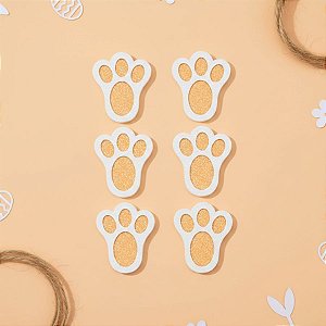 Pegadas de Coelho em EVA - Laranja/Branco com Glitter - 6 unidades - Rizzo