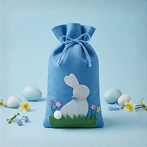 Saco em feltro Azul - Páscoa - 1 unidade - Rizzo