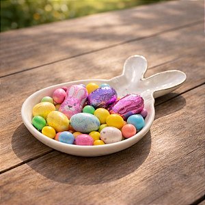 Petisqueira Branca de Coelho em Porcelana - Páscoa  - 18,5cm - 1 unidade - Rizzo