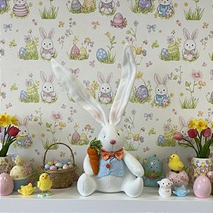 Coelho de Pelúcia -  Orelhas Grandes - Azul e Laranja - 19cm - 1 unidade - Rizzo