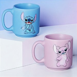 Conjunto Mini Canecas Tina - Angel e Stitch - 100ml - 1 unidade - Disney Original - Zonacriativa - Rizzo